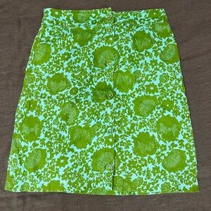 Green & Blue Floral Button-Down Skirt